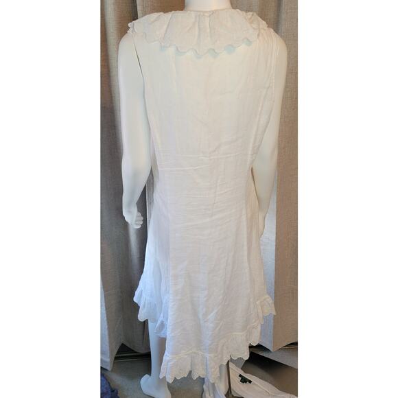 Lauren Ralph Lauren Frill 100% Linen Sleeveless Button Dress & Cotton Slip Sz 14 - Picture 5 of 10